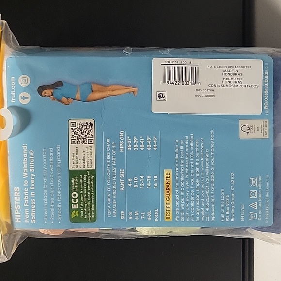 Fruit of the Loom Women's Hipsters 6-Pack - Blue, Pink, Floral B5 - Picture 2 of 2